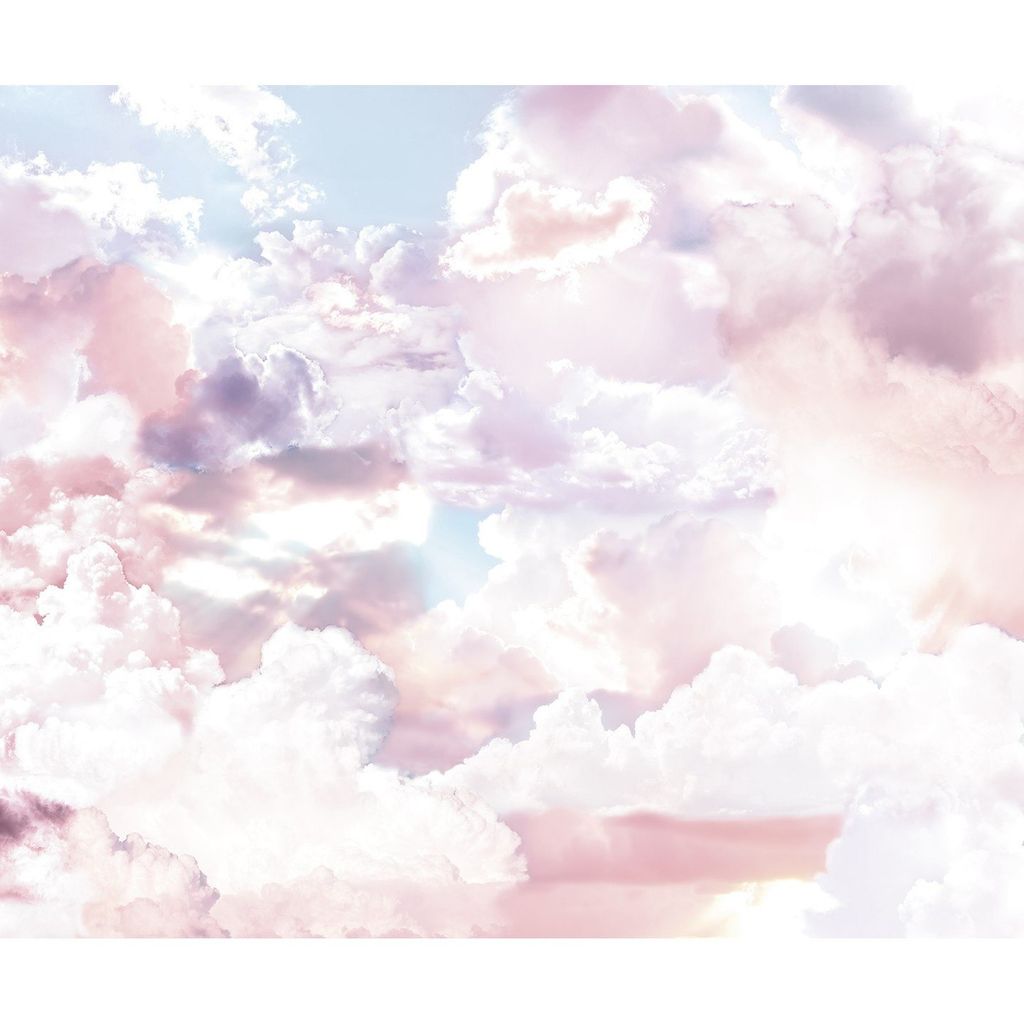 Rózsaszínes felhős eget ábrázoló tapéta, 300x250 cm, világoskék-rózsaszín - LA VIE EN ROSE - Butopêa